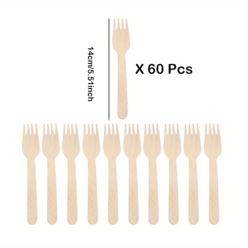 60Pcs Wooden Tableware Fork Spoon Set for Parties Wedding Banquets