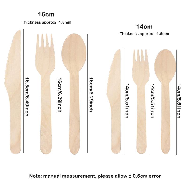 60Pcs Wooden Tableware Fork Spoon Set for Parties Wedding Banquets
