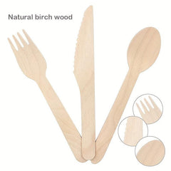 60Pcs Wooden Tableware Fork Spoon Set for Parties Wedding Banquets
