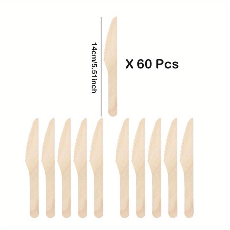 60Pcs Wooden Tableware Fork Spoon Set for Parties Wedding Banquets