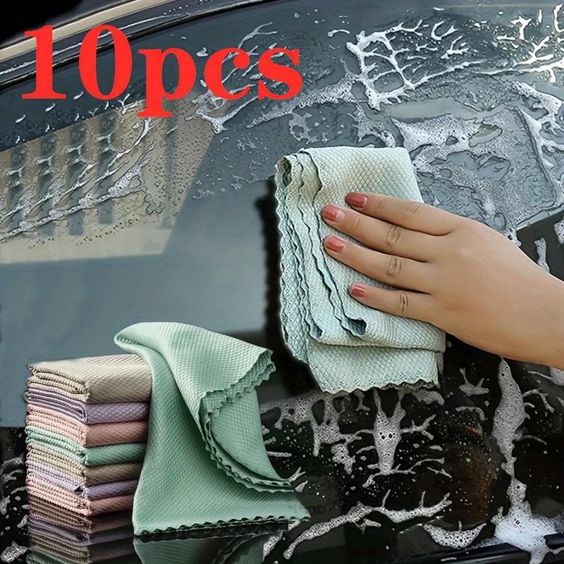 10 Microfiber Glass Cleaning Cloths Fish Scale Wiping Towel