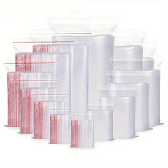 100pcs Ziplock Bag Red Edge PE Transparent Plastic Food Packaging Bag