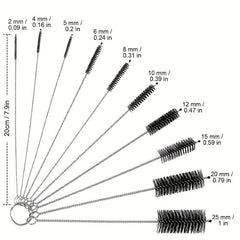 10pcs Long Straw Brush Set 8.2in Nylon Pipe Tube Cleaner 10 Diameters