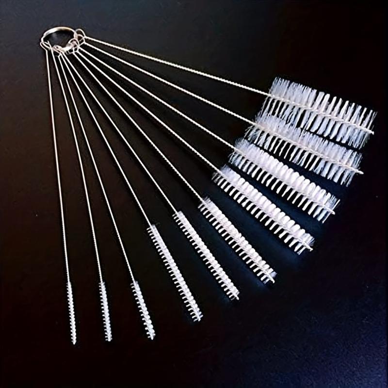 10pcs Long Straw Brush Set 8.2in Nylon Pipe Tube Cleaner 10 Diameters