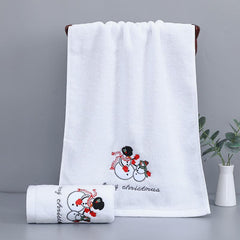 2pcs Christmas Embroidered Face Towel Hand Towel Absorbent Drying
