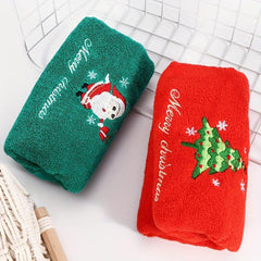 2pcs Christmas Embroidered Face Towel Hand Towel Absorbent Drying