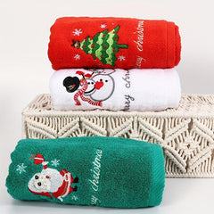2pcs Christmas Embroidered Face Towel Hand Towel Absorbent Drying