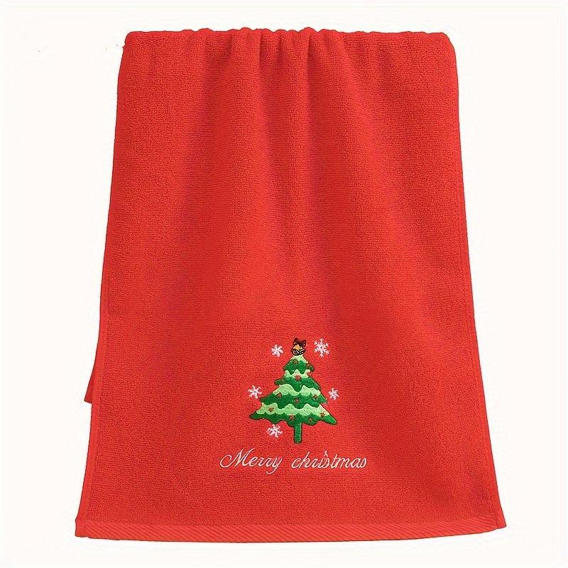 2pcs Christmas Embroidered Face Towel Hand Towel Absorbent Drying