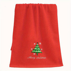2pcs Christmas Embroidered Face Towel Hand Towel Absorbent Drying