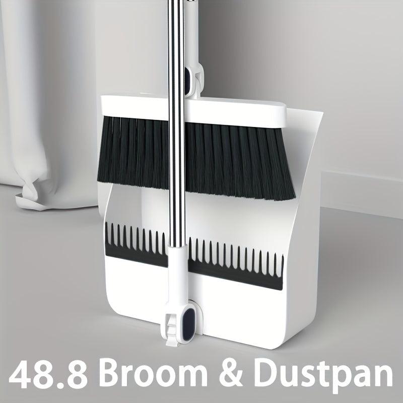 Rotatable Broom And Dustpan Set Durable Sweeping Broom With Long Handle