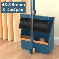 Rotatable Broom And Dustpan Set Durable Sweeping Broom With Long Handle