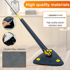 Triangle 360 Rotating Cleaning Mop Telescopic Long Handle Floor Mop