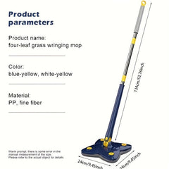 Retractable 360 Rotatable Microfiber Floor Mop for Dead Corner Cleaning