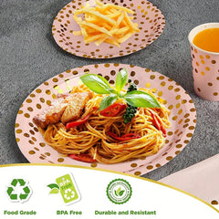 120pcs Pink and Golden Disposable Cutlery Set Party Supplies