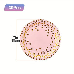 120pcs Pink and Golden Disposable Cutlery Set Party Supplies