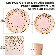 120pcs Pink and Golden Disposable Cutlery Set Party Supplies