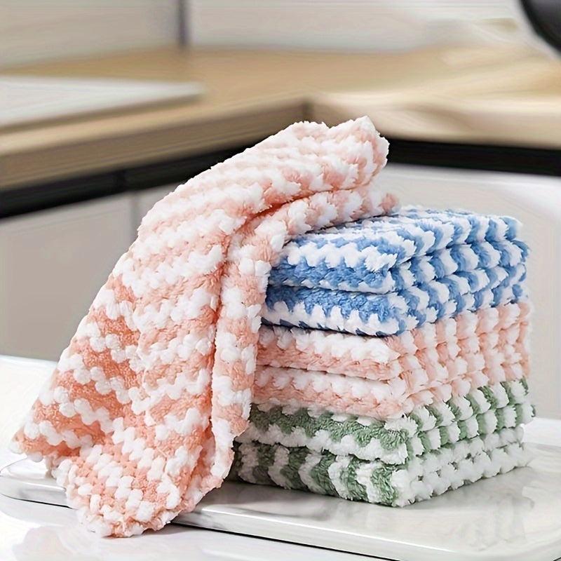 5pcs Microfiber Cleaning Cloth Dishwashing Towel Household Rag Kitchen Bathroom
