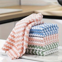 5pcs Microfiber Cleaning Cloth Dishwashing Towel Household Rag Kitchen Bathroom