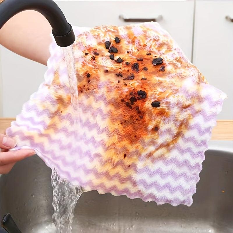 5pcs Microfiber Cleaning Cloth Dishwashing Towel Household Rag Kitchen Bathroom