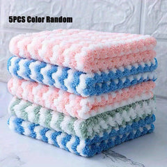 5pcs Microfiber Cleaning Cloth Dishwashing Towel Household Rag Kitchen Bathroom