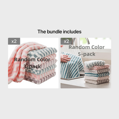 Colorful Striped Hand Towel & Dishcloth Set