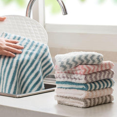 Colorful Striped Hand Towel & Dishcloth Set