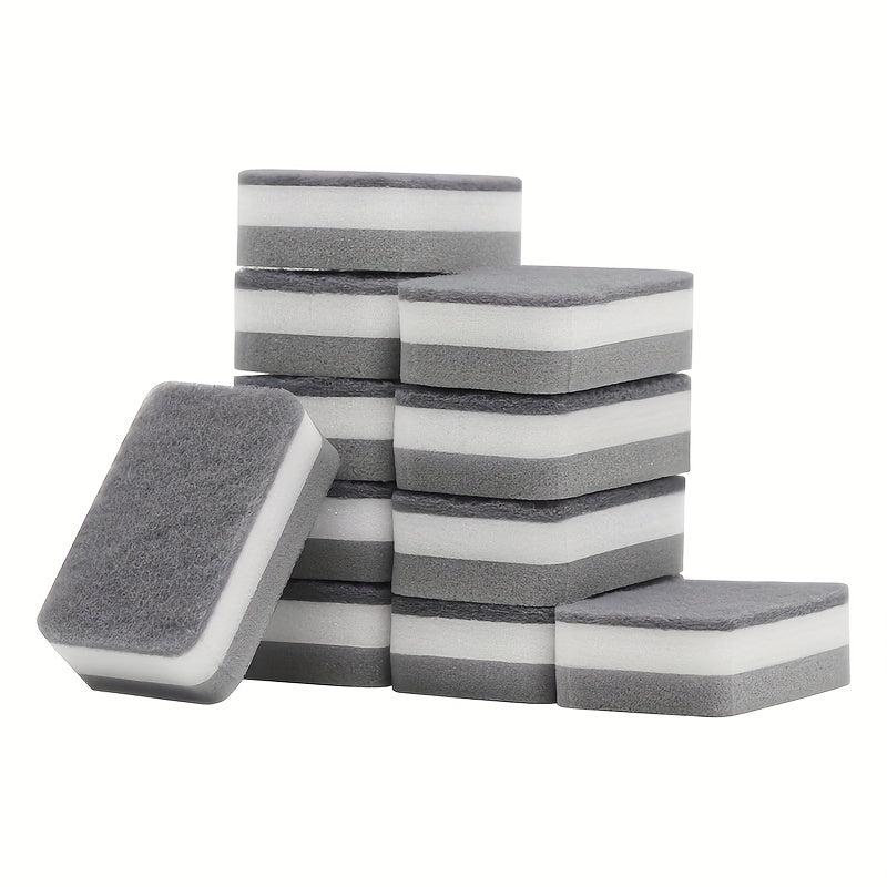 10pcs Dual Sided Kitchen Sponges Grey