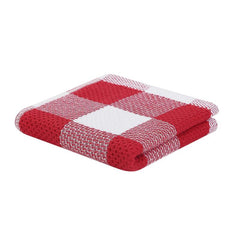 6pcs Waffle Weave Plaid Dish Cloths Soft & Absorbent Towels Red Christmas Style