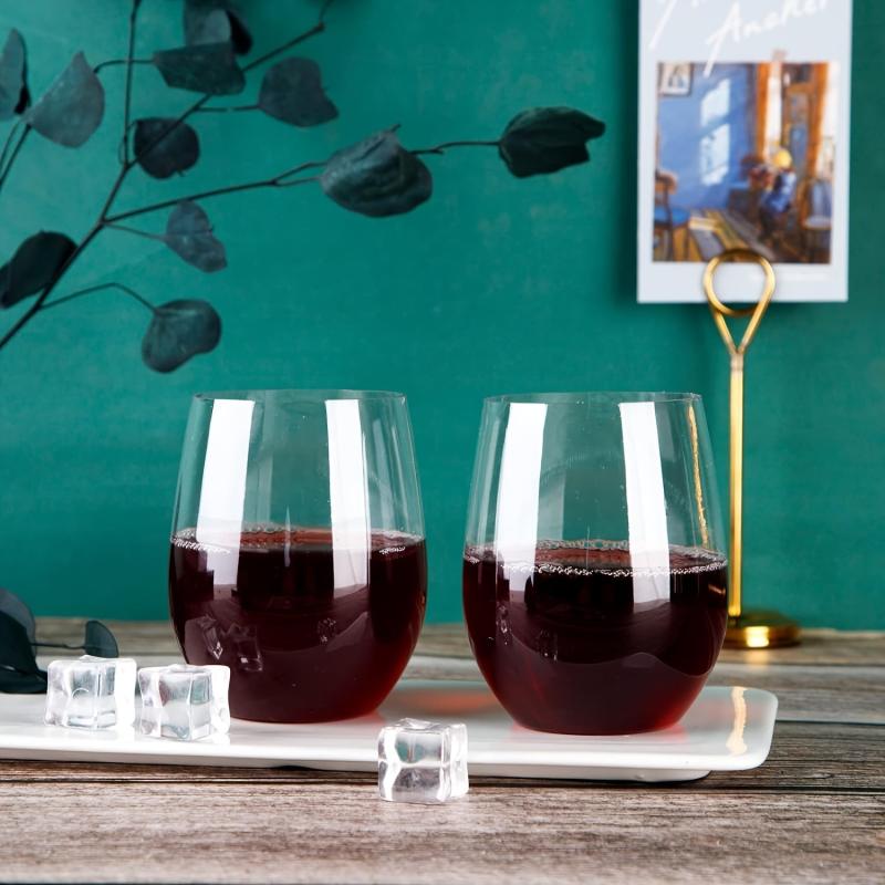 32Pcs Clear Disposable Stemless Wine Glasses 12oz Unbreakable Plastic