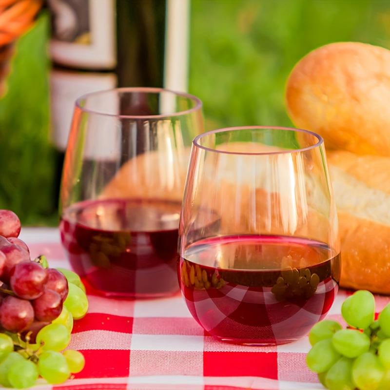 32Pcs Clear Disposable Stemless Wine Glasses 12oz Unbreakable Plastic