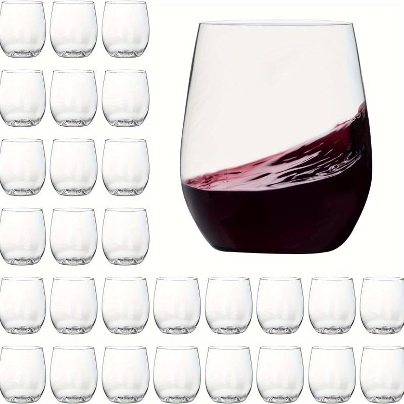 32Pcs Clear Disposable Stemless Wine Glasses 12oz Unbreakable Plastic