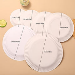50pcs Disposable Round Paper Plate DIY Paper Dinner Plate