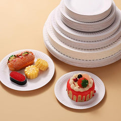 50pcs Disposable Round Paper Plate DIY Paper Dinner Plate