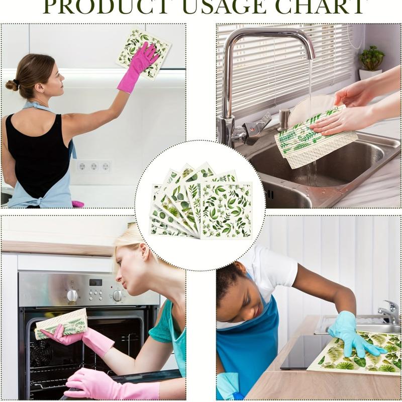 6pcs Swedish Kitchen Dish Cloths Multifunctional Cleaning Towel