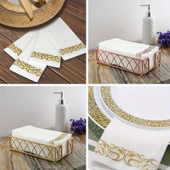 50 Sheets Golden Lace Disposable Napkins For Party Wedding Dinner Event