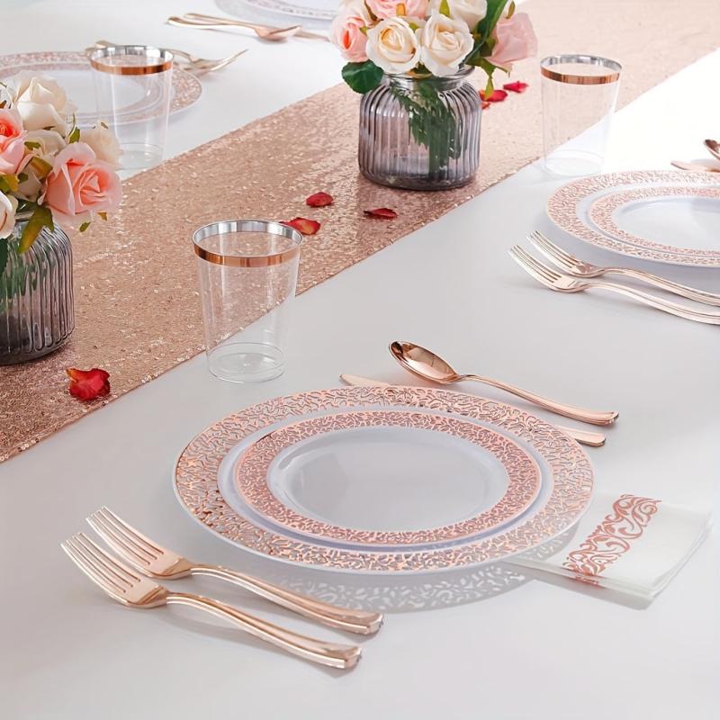 50 Sheets Golden Lace Disposable Napkins For Party Wedding Dinner Event