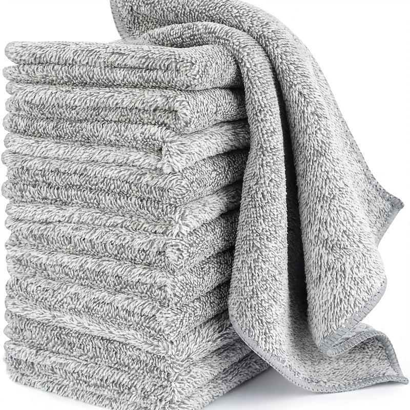5pcs Bamboo Charcoal Fiber Dish Towel Kitchen Cleaning Cloths Water Absorbent