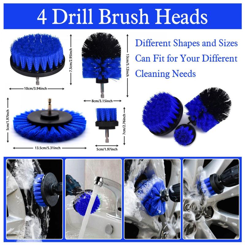 Car Cleaning Brush Set Drill Brush Attachment Set For Car Interior Exterior
