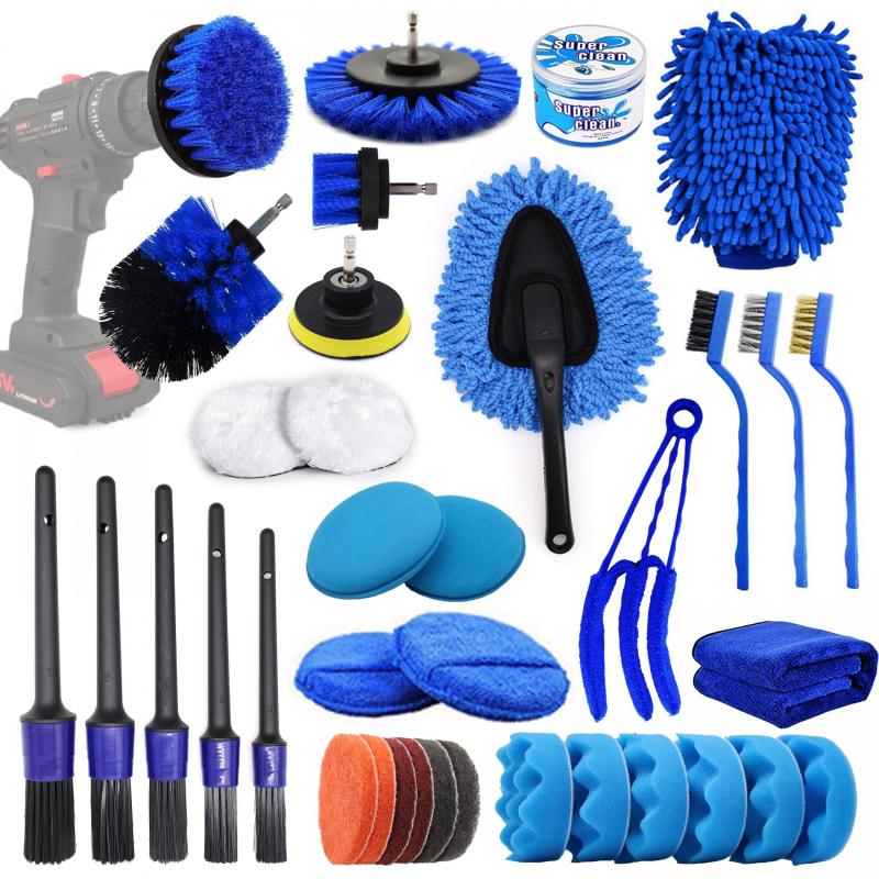 Car Cleaning Brush Set Drill Brush Attachment Set For Car Interior Exterior