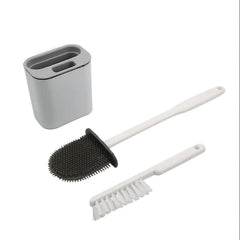 3 Pack Toilet Brush Holder Set Long Handle Wall Mounted Flexible Bowl Cleaning
