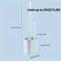 3 Pack Toilet Brush Holder Set Long Handle Wall Mounted Flexible Bowl Cleaning
