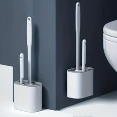 3 Pack Toilet Brush Holder Set Long Handle Wall Mounted Flexible Bowl Cleaning