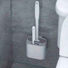 3 Pack Toilet Brush Holder Set Long Handle Wall Mounted Flexible Bowl Cleaning