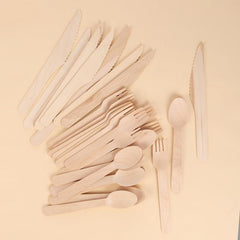 100pcs Wooden Disposable Party Utensils Set