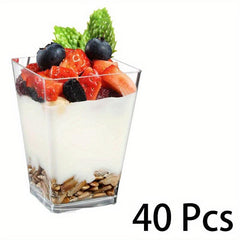 Square Dessert Cup 5oz With Lids for Jelly Yogurt Pudding Ice Cream