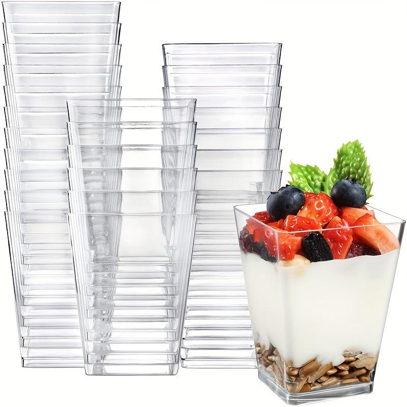 Square Dessert Cup 5oz With Lids for Jelly Yogurt Pudding Ice Cream