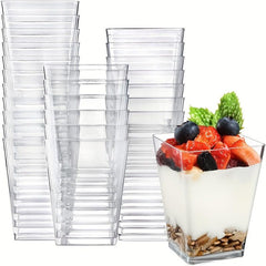 Square Dessert Cup 5oz With Lids for Jelly Yogurt Pudding Ice Cream