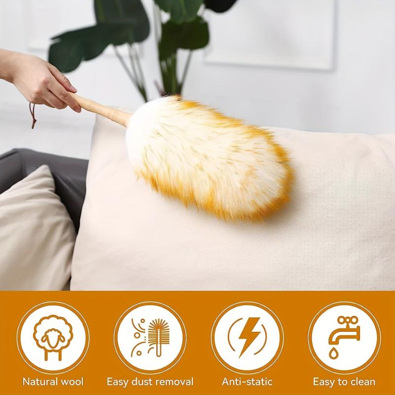 2pcs Wool Duster Lambswool Dusters with Wooden Handle