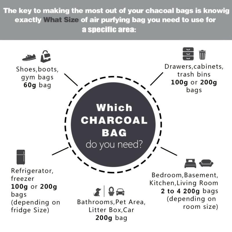 1pc Bamboo Charcoal Bag Deodorant Air Purifying for Pets Shoes Cars