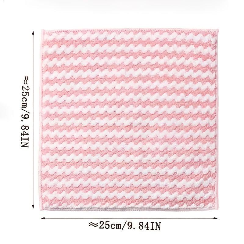 10pcs Double sided Absorbent Water Ripple Stripe Dish Cloth